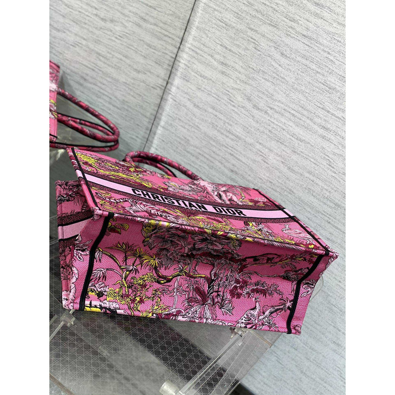 D*or book tote fuchsia multicolor toile de jouy voyage embroidery