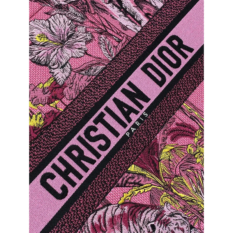 D*or book tote fuchsia multicolor toile de jouy voyage embroidery