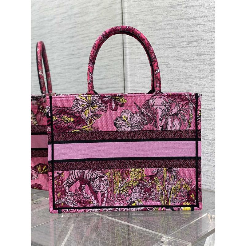 D*or medium D*or book tote pink toile de jouy voyage embroidery