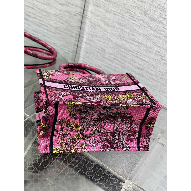 D*or small D*or book tote peach multicolour toile de jouy voyage embroidery