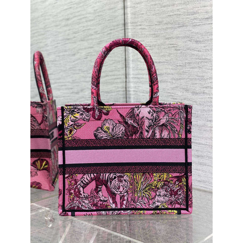 D*or small D*or book tote peach multicolour toile de jouy voyage embroidery