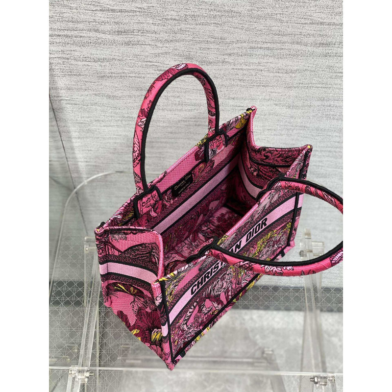 D*or small D*or book tote peach multicolour toile de jouy voyage embroidery