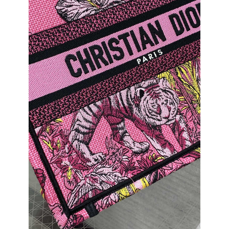 D*or small D*or book tote peach multicolour toile de jouy voyage embroidery