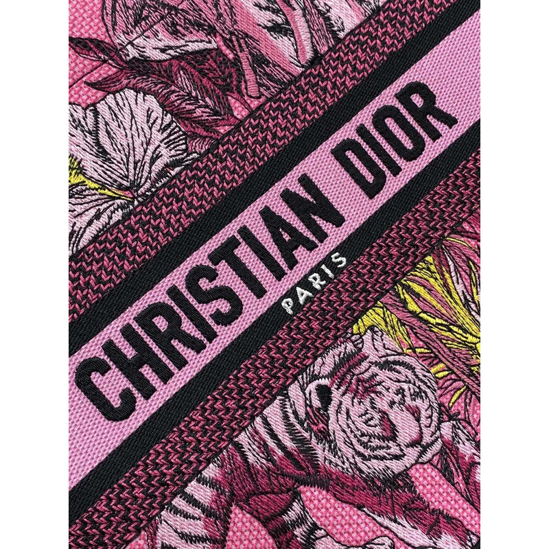 D*or small D*or book tote peach multicolour toile de jouy voyage embroidery