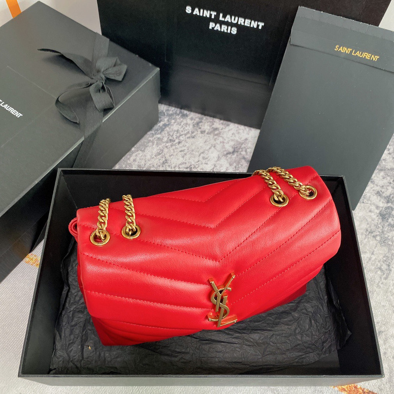 Saint Laurent Loulou Quilted Small Shoulder Bag Red