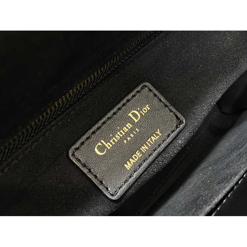 D*or small lady D*or my abcD*or bag black lambskin quilted-effect ornamental motif