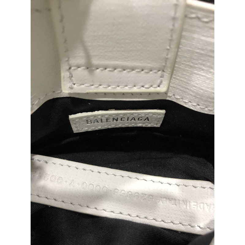 Ba*len*cia*ga textured calfskin logo shopping phone holder bag white