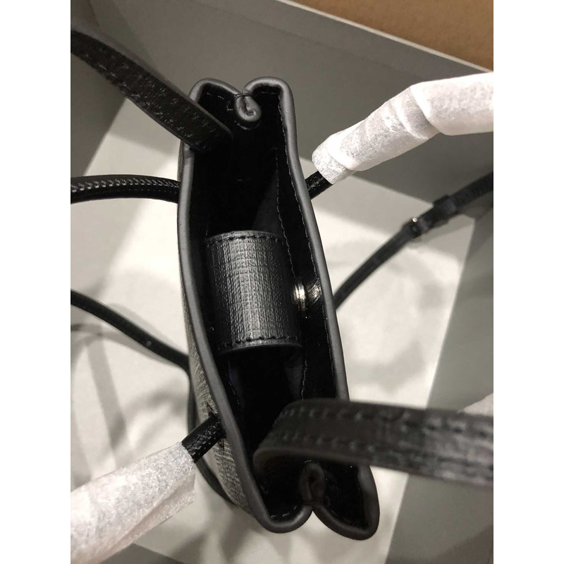 Ba*len*cia*ga textured calfskin logo shopping phone holder bag black