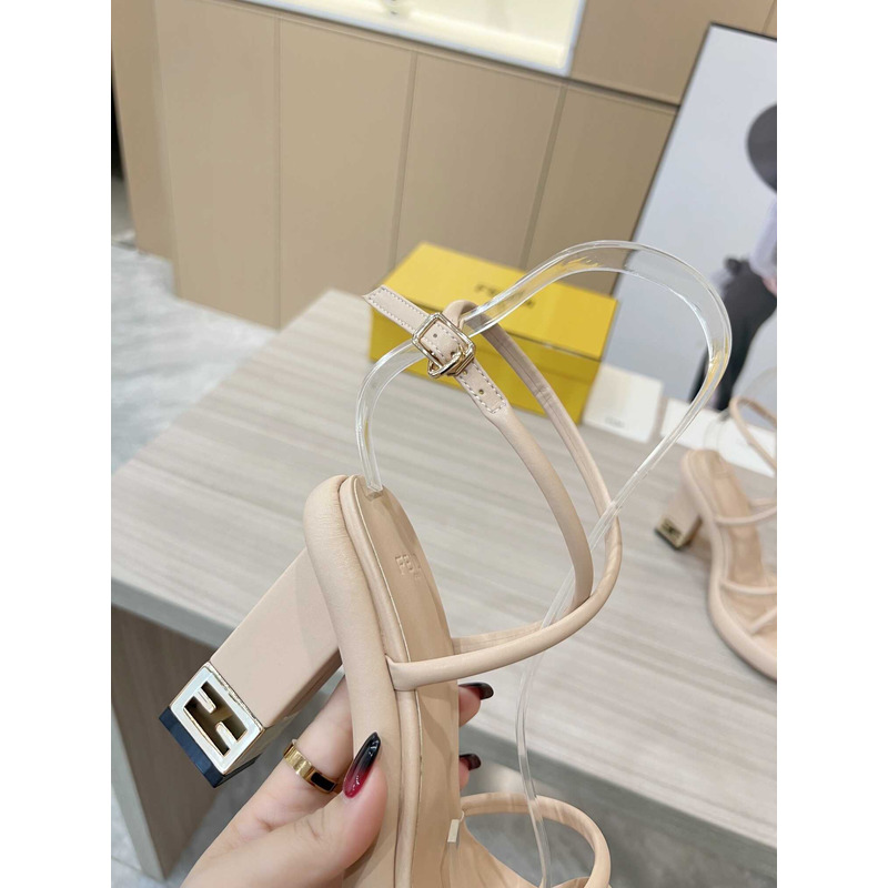 F**di beige nappa leather sandals
