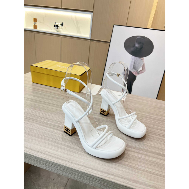 F**di white nappa leather sandals