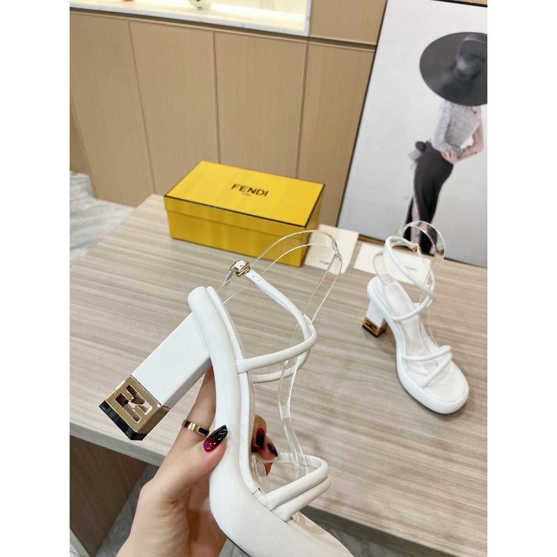 F**di white nappa leather sandals