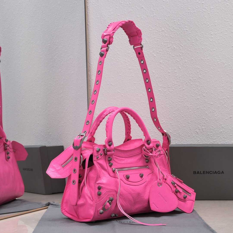 Ba*len*cia*ga neo cagole small handbag fluorescent pink