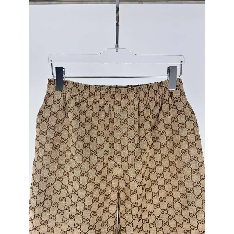 G*u*i wide-leg monogrammed linen-blend shorts