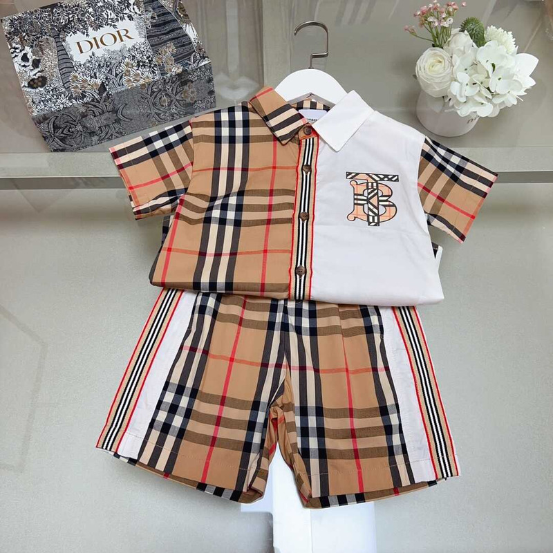 B**rry white & beige logo kids suit