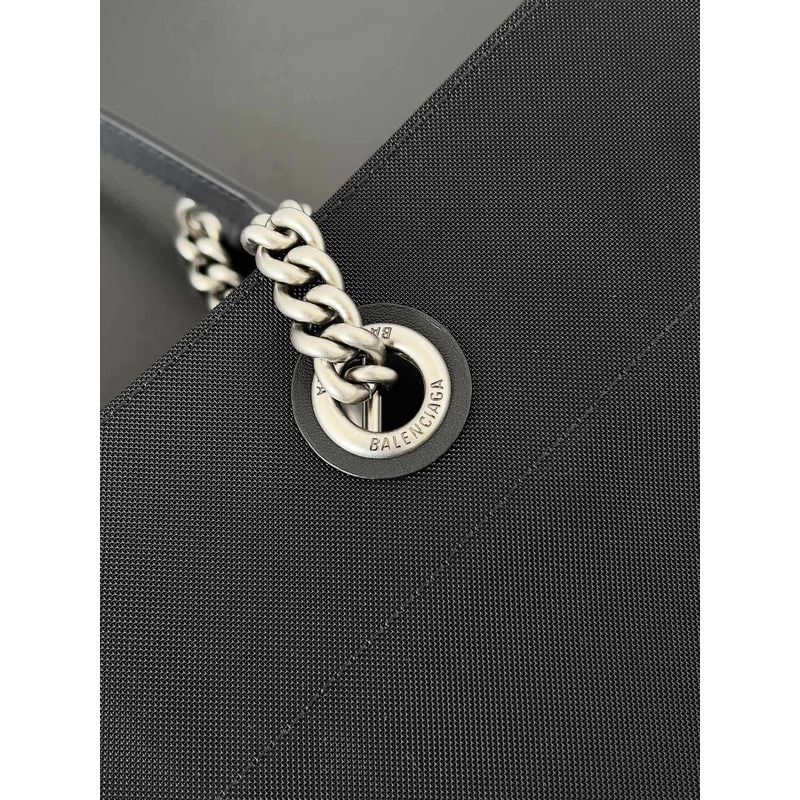 Ba*len*cia*ga duty free large mesh tote bag in white/black