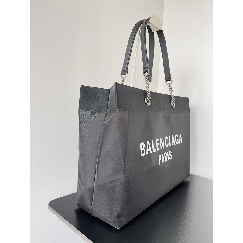 Ba*len*cia*ga duty free large mesh tote bag in white/black