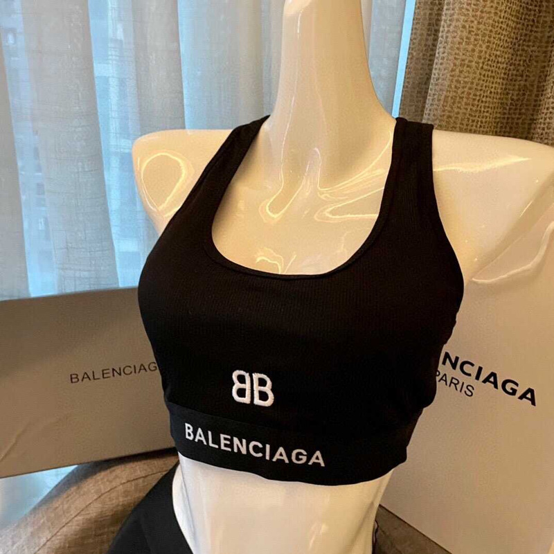 Ba*len*cia*ga knitted fabric sports bra black