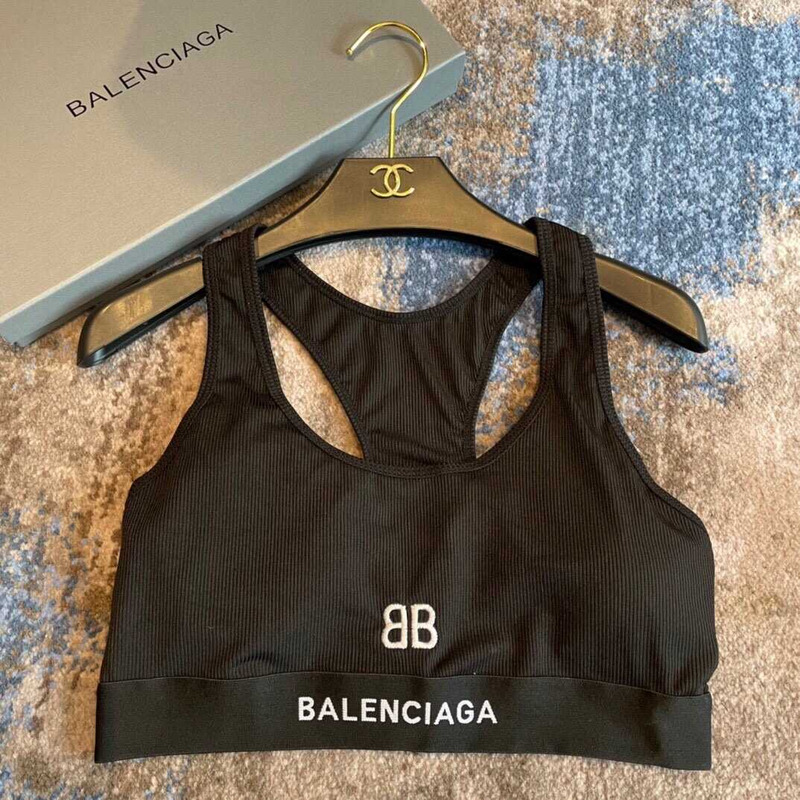 Ba*len*cia*ga knitted fabric sports bra black
