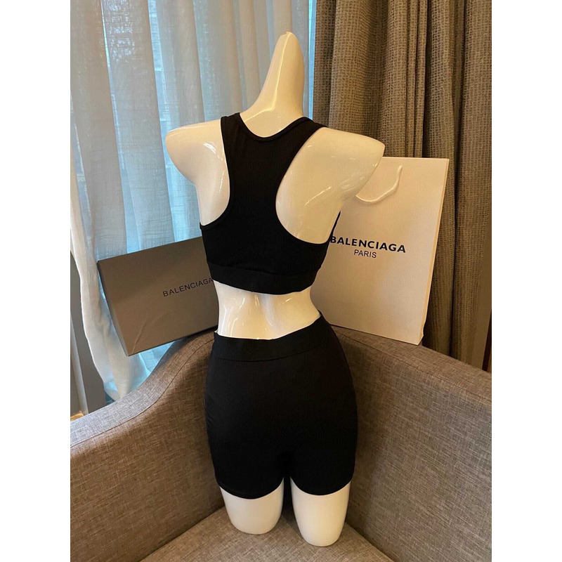 Ba*len*cia*ga knitted fabric sports bra black