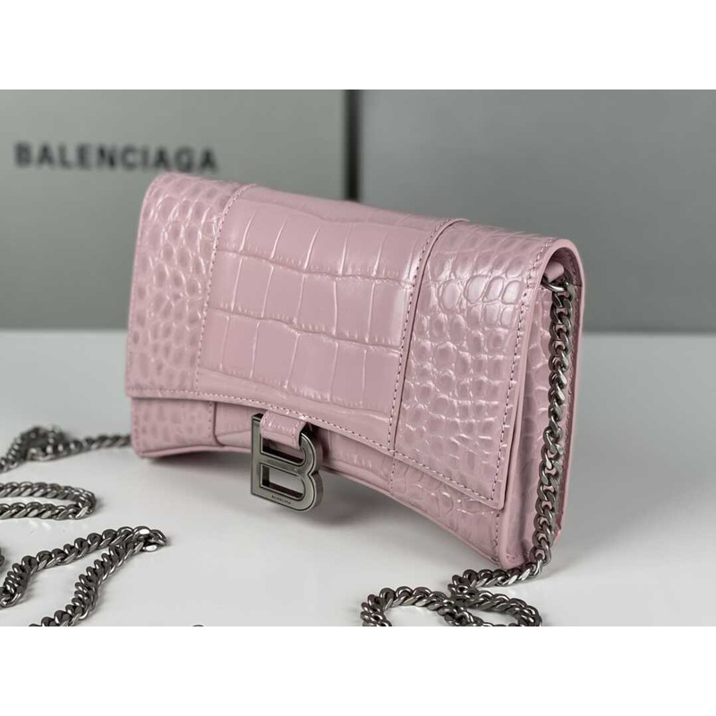 Ba*len*cia*ga hourglass mini leather bag pink