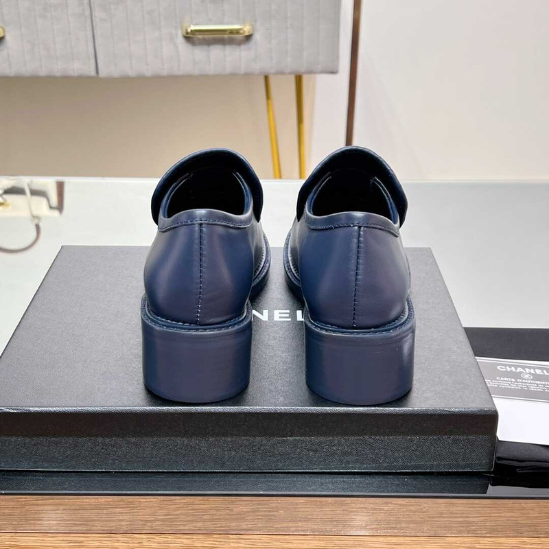 Ch*el large cc calfskin loafer dark blue