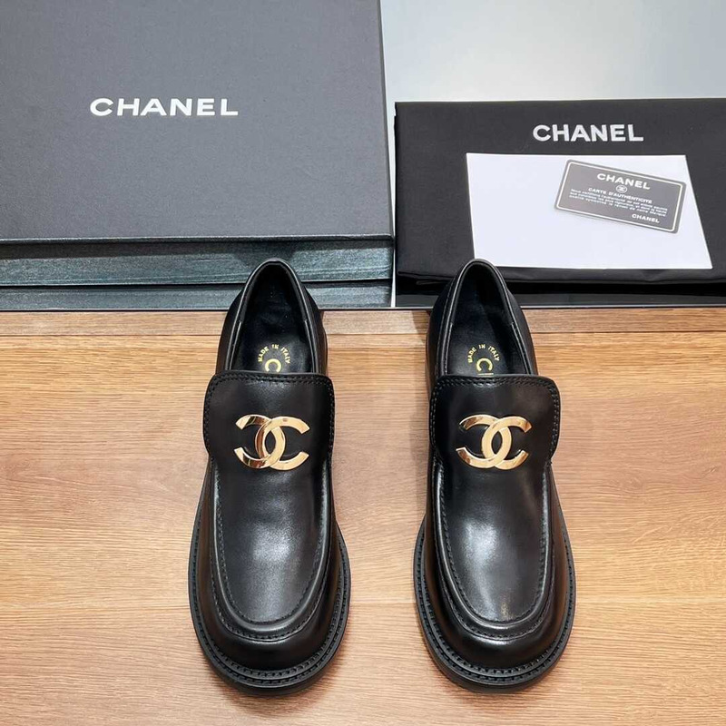Ch*el large cc calfskin loafer black