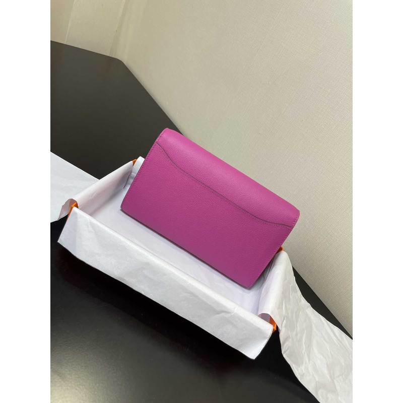 H**mes constance wallet to go silver hardware hot pink