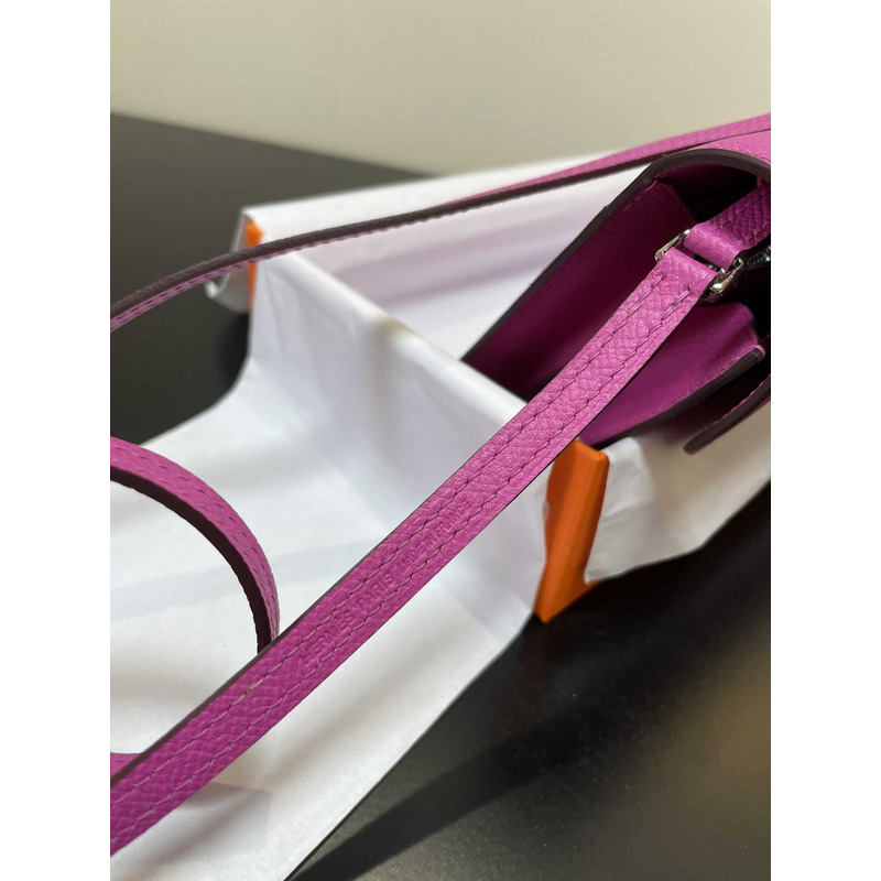 H**mes constance wallet to go silver hardware hot pink