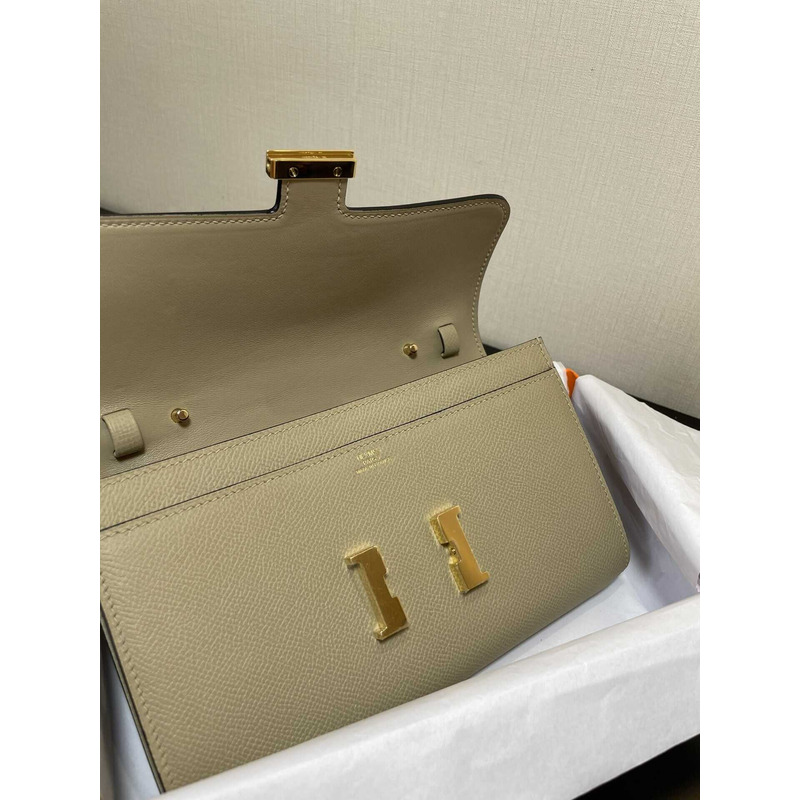 H**mes constance wallet to go gold hardware beige