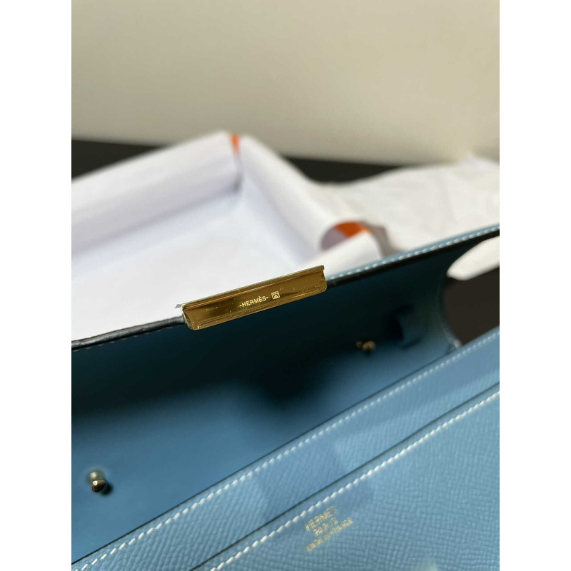 H**mes constance wallet to go gold hardware blue