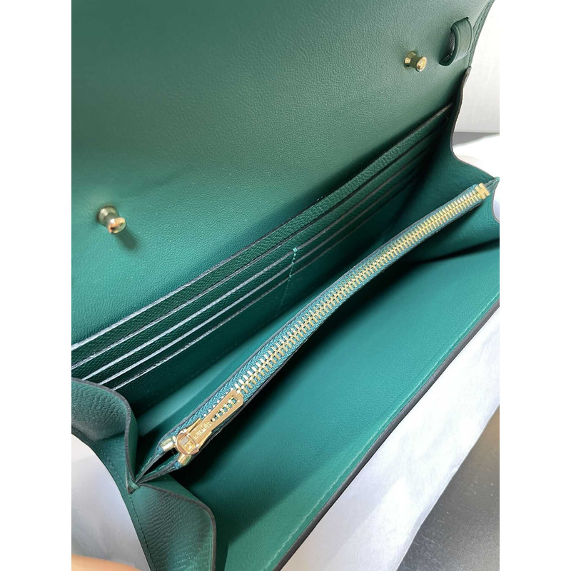 H**mes constance wallet to go gold hardware green