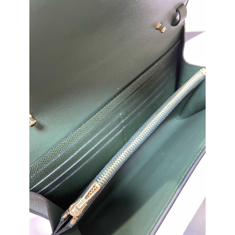 H**mes constance wallet to go gold hardware green