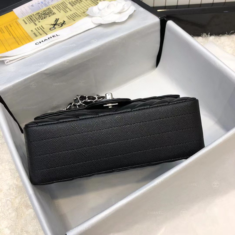 Ch*el rectangular flap chevron quilted metallic mini black