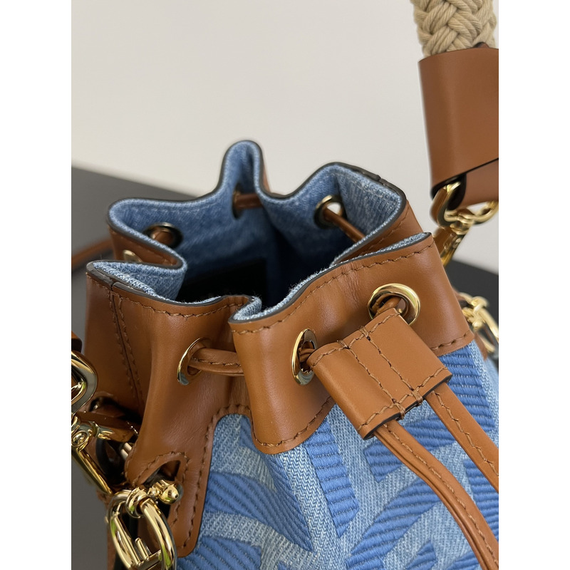 F**di mon tresor mini bag denim with ff embroidery light blue