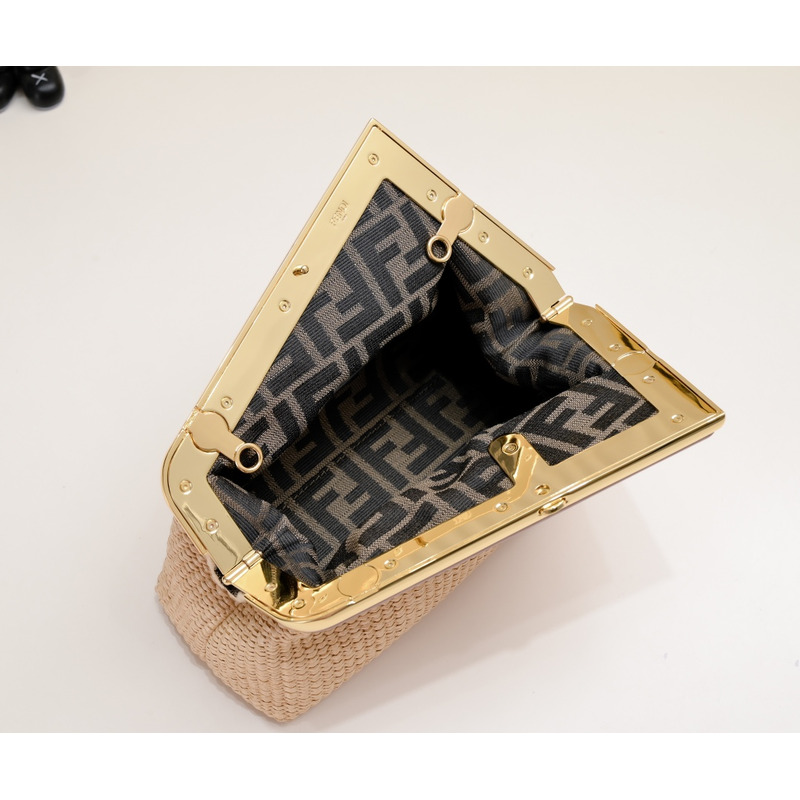 F**di small style first natural straw bag