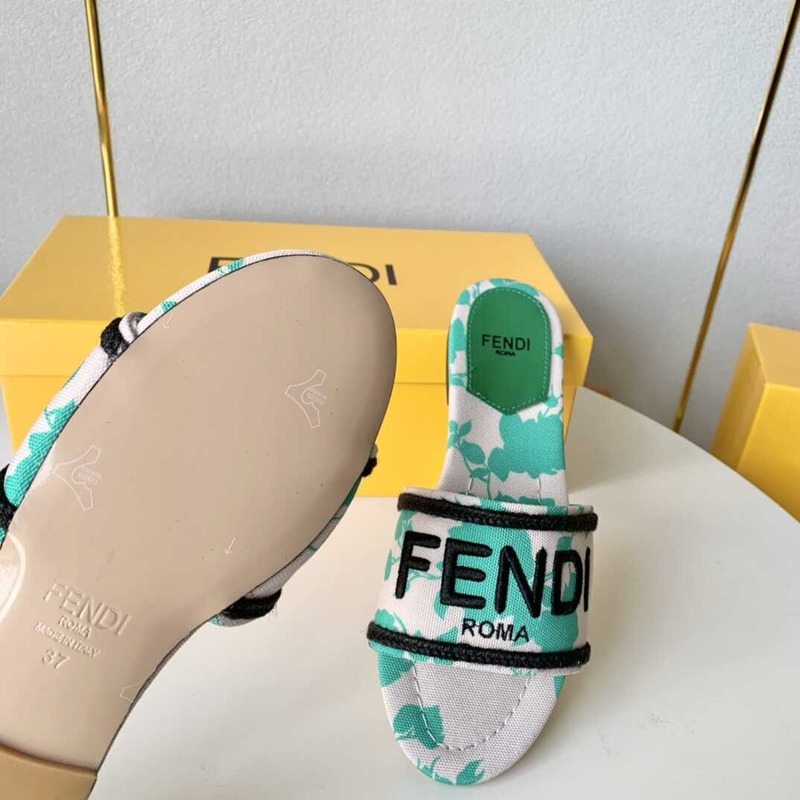 F**di green canvas sandals
