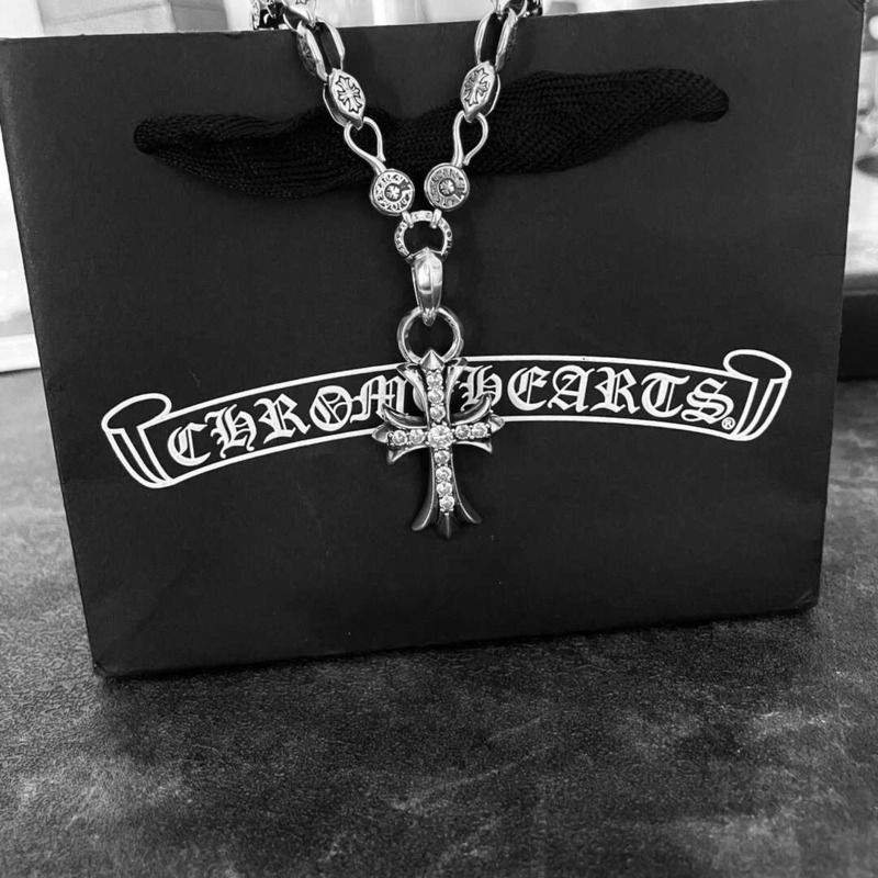 chrome hearts sterling silver Di*m*nd cross pendant