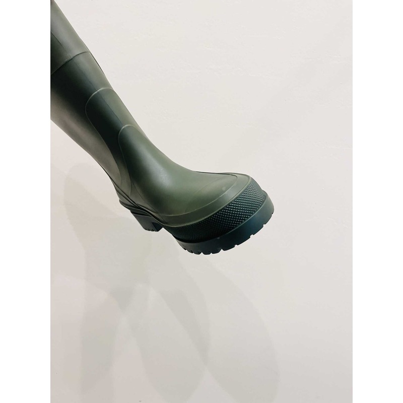 D*or union rain boots beige and brown two-tone rubber with D*or union motif green