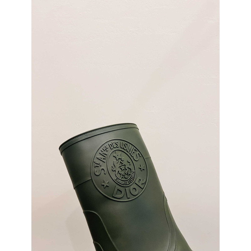 D*or union rain boots beige and brown two-tone rubber with D*or union motif green