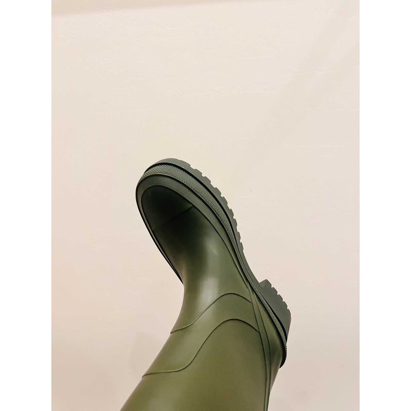 D*or union rain boots beige and brown two-tone rubber with D*or union motif green