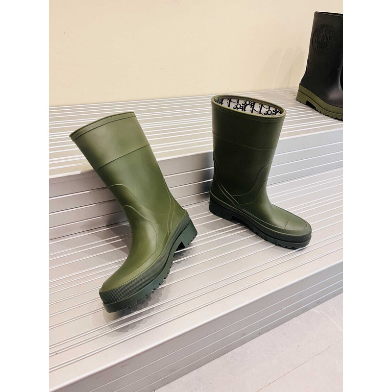 D*or union rain boots beige and brown two-tone rubber with D*or union motif green