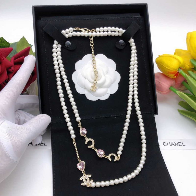 Ch*el pearl long necklace
