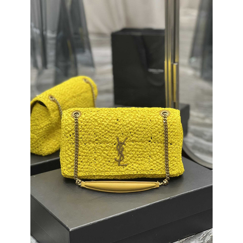 Saint Laurent Padded Tweed Shoulder Bag Yellow