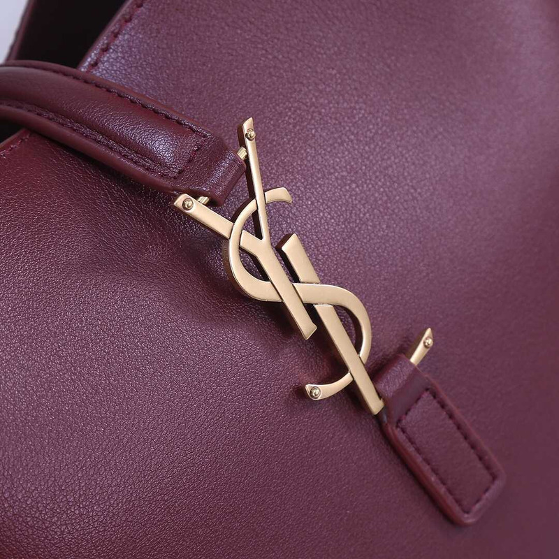 Saint Laurent Le 37 Leather Bucket Bag Burgundy