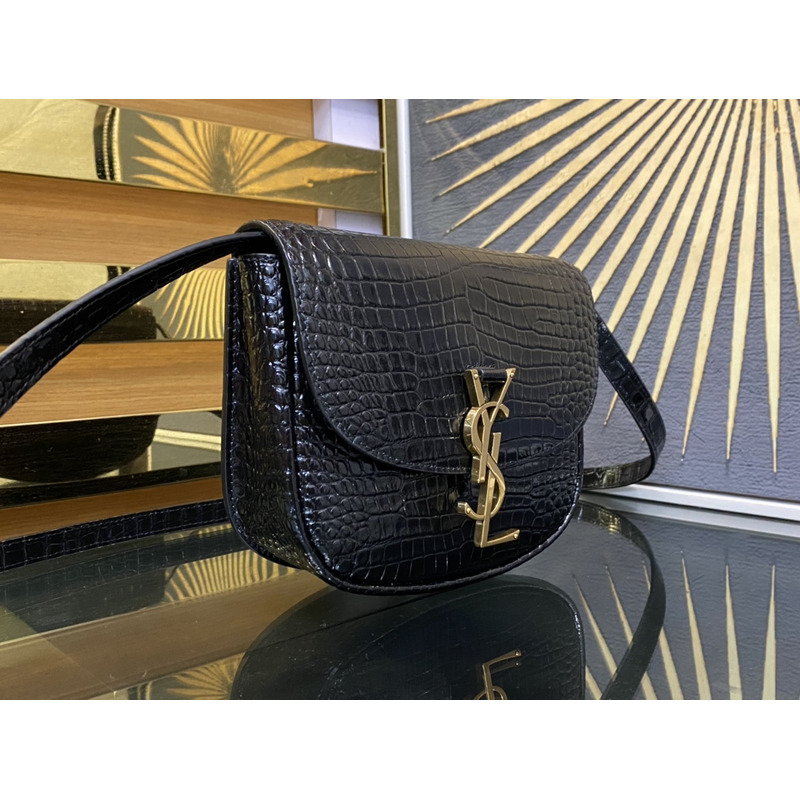 Saint Laurent Kaia Small Shoulder Bag In Patent Leather Black