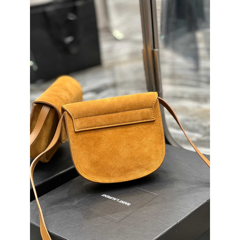 Saint Laurent Kaia Small Shoulder Bag In Suede Brown