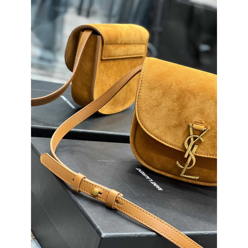 Saint Laurent Kaia Small Shoulder Bag In Suede Brown