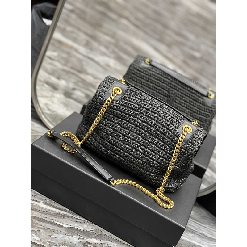 Saint Laurent Niki Medium Crocheted Shoulder Bag Black
