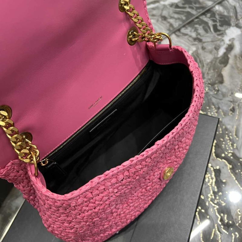 Saint Laurent Niki Medium Crocheted Shoulder Bag Pink