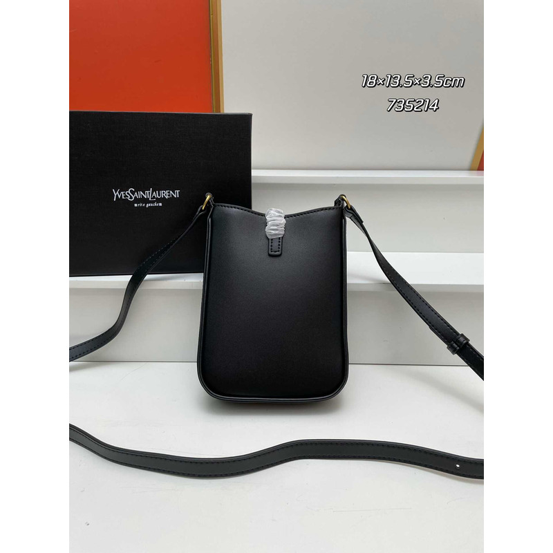 Saint Laurent LE 5 À 7 Mini Vertical Bag In Shiny Leather Black